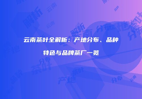云南茶叶全解析：产地分布、品种特色与品牌茶厂一览