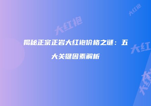 揭秘正宗正岩大红袍价格之谜：五大关键因素解析