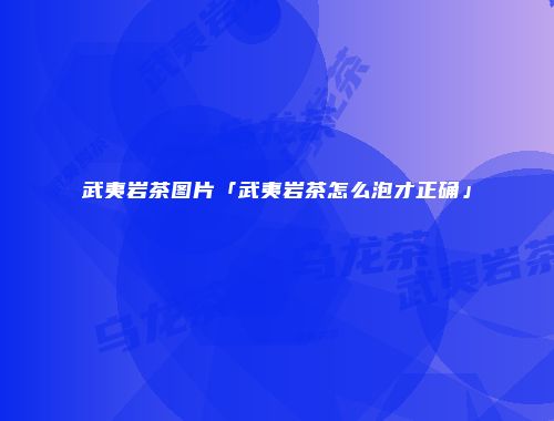武夷岩茶图片「武夷岩茶怎么泡才正确」