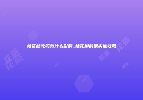 桂花能吃吗有什么影响_桂花树的果实能吃吗
