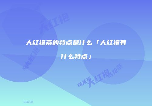 大红袍茶的特点是什么「大红袍有什么特点」