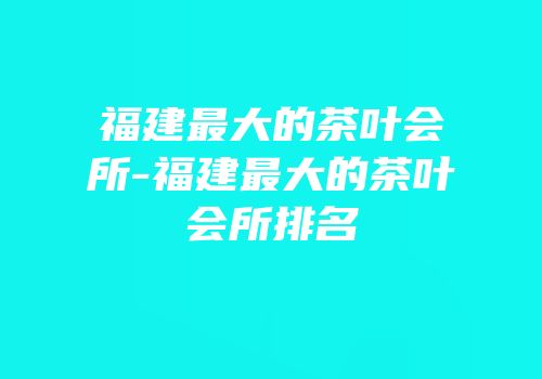 福建最大的茶叶会所-福建最大的茶叶会所排名