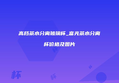 高档茶水分离玻璃杯_富光茶水分离杯价格及图片
