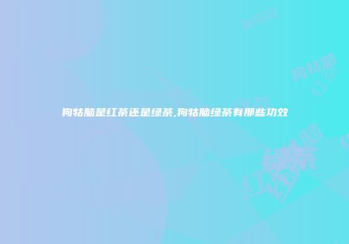 狗牯脑是红茶还是绿茶,狗牯脑绿茶有那些功效