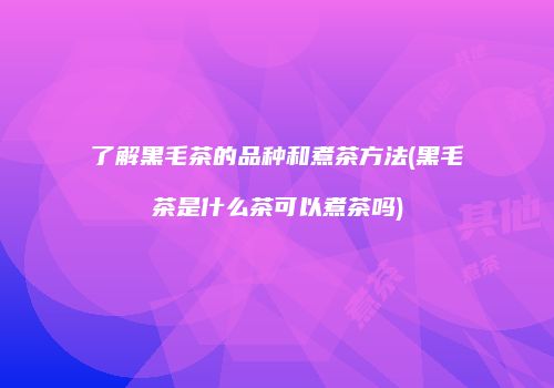 了解黑毛茶的品种和煮茶方法(黑毛茶是什么茶可以煮茶吗)