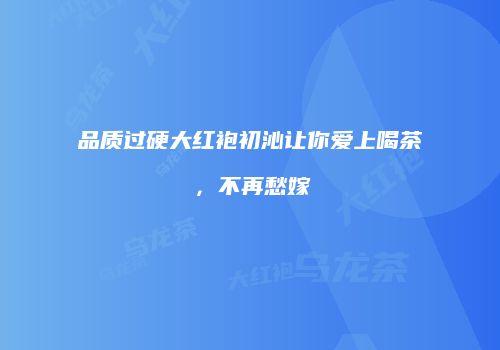 品质过硬大红袍初沁让你爱上喝茶，不再愁嫁