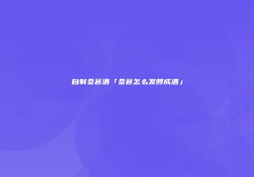 自制桑葚酒「桑葚怎么发酵成酒」