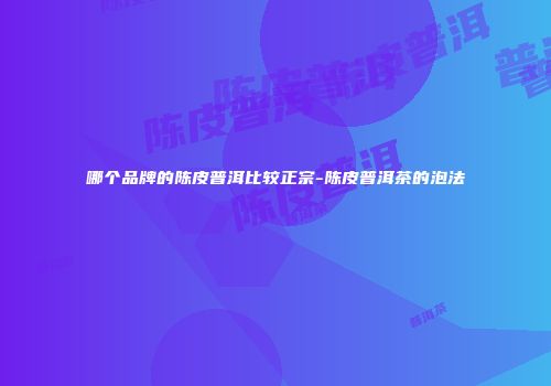 哪个品牌的陈皮普洱比较正宗-陈皮普洱茶的泡法
