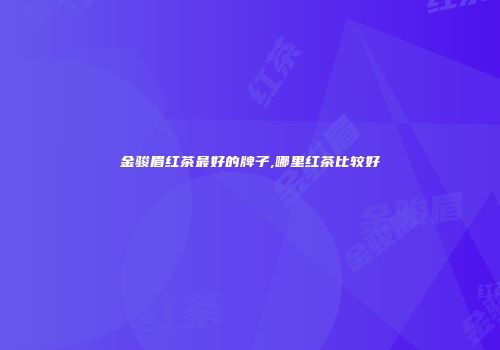 金骏眉红茶最好的牌子,哪里红茶比较好