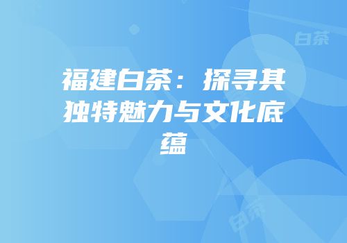 福建白茶：探寻其独特魅力与文化底蕴