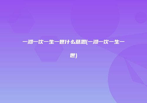 一沏一饮一生一世什么意思(一沏一饮一生一世)