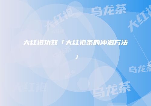 大红袍功效「大红袍茶的冲泡方法」