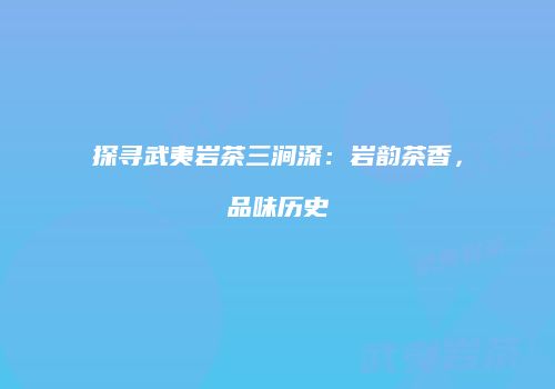 探寻武夷岩茶三涧深：岩韵茶香，品味历史
