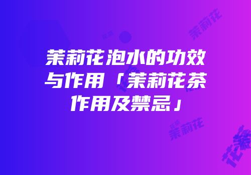 茉莉花泡水的功效与作用「茉莉花茶作用及禁忌」