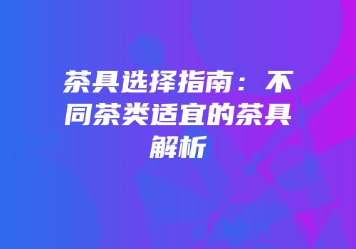 茶具选择指南：不同茶类适宜的茶具解析