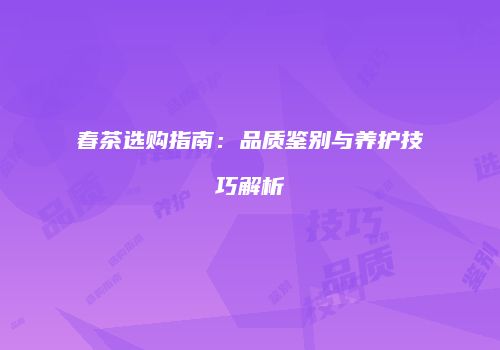 春茶选购指南：品质鉴别与养护技巧解析