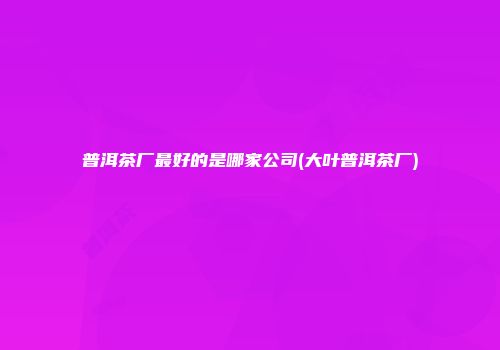 普洱茶厂最好的是哪家公司(大叶普洱茶厂)