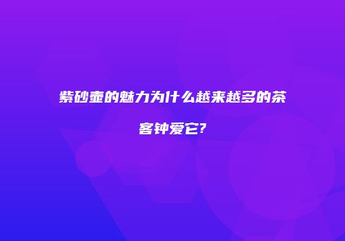 紫砂壶的魅力为什么越来越多的茶客钟爱它?