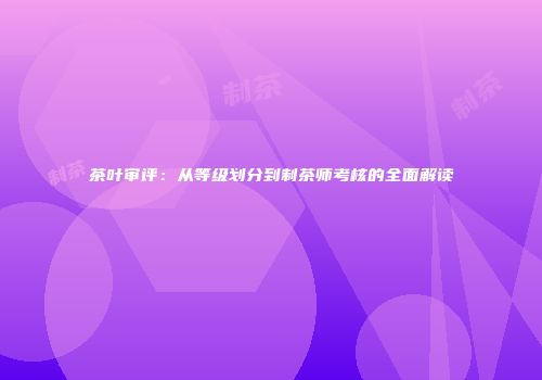 茶叶审评：从等级划分到制茶师考核的全面解读
