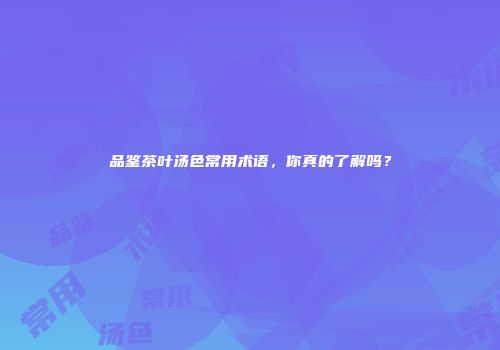 品鉴茶叶汤色常用术语，你真的了解吗？