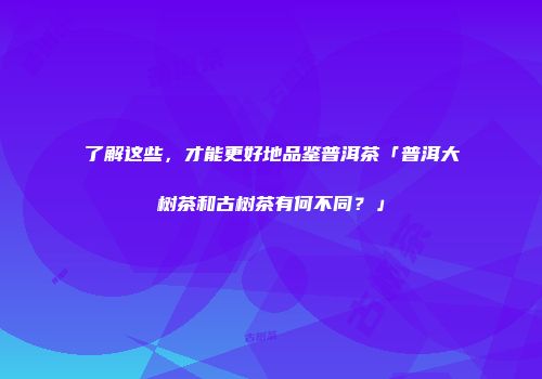 了解这些，才能更好地品鉴普洱茶「普洱大树茶和古树茶有何不同？」