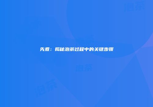 先煮：揭秘泡茶过程中的关键步骤