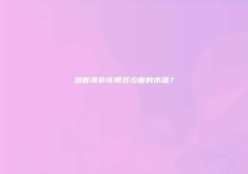 泡普洱茶该用多少度的水温？