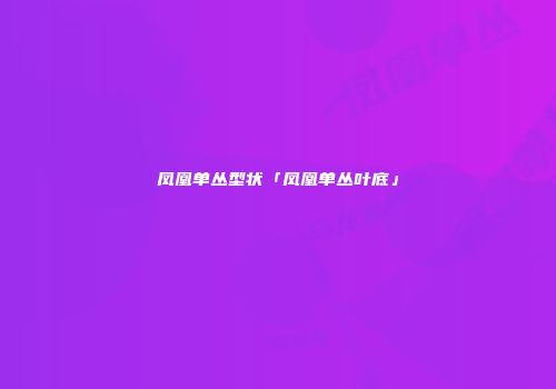 凤凰单丛型状「凤凰单丛叶底」