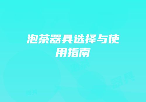 泡茶器具选择与使用指南