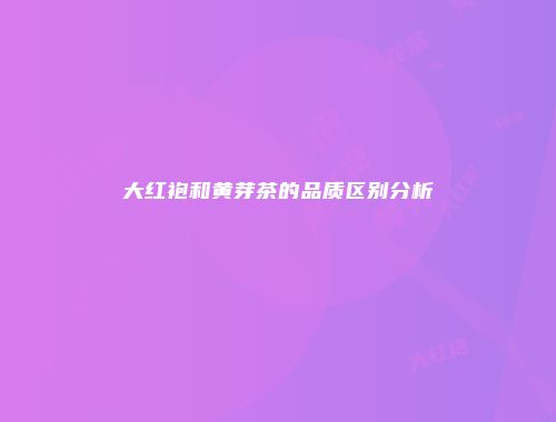大红袍和黄芽茶的品质区别分析