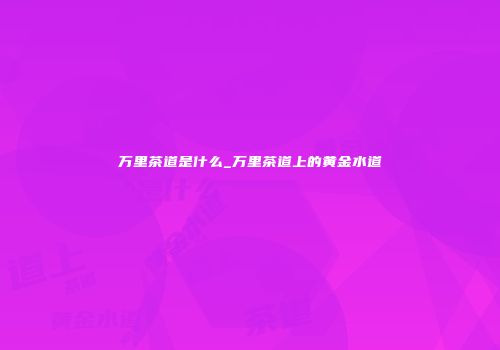万里茶道是什么_万里茶道上的黄金水道