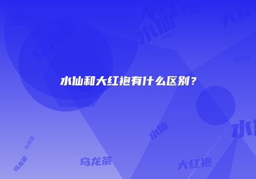 水仙和大红袍有什么区别？