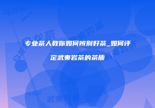 专业茶人教你如何辨别好茶_如何评定武夷岩茶的茶质