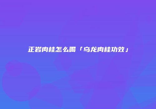 正岩肉桂怎么喝「乌龙肉桂功效」