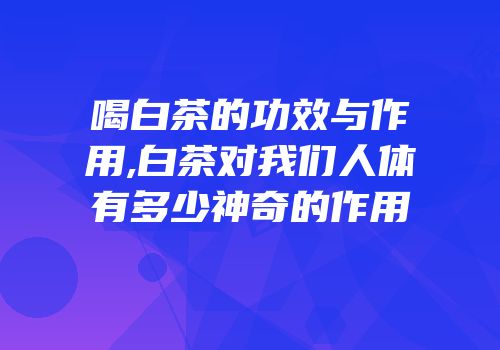 喝白茶的功效与作用,白茶对我们人体有多少神奇的作用