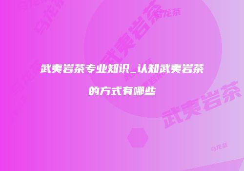 武夷岩茶专业知识_认知武夷岩茶的方式有哪些