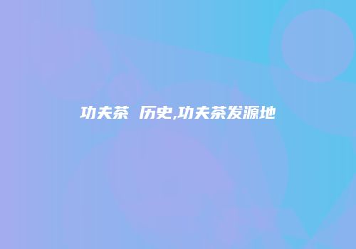 功夫茶 历史,功夫茶发源地
