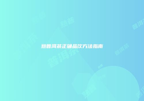 熟普洱茶正确品饮方法指南