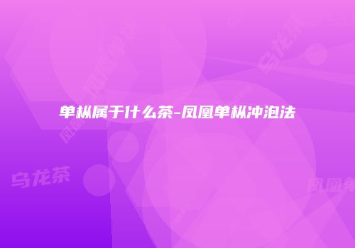 单枞属于什么茶-凤凰单枞冲泡法