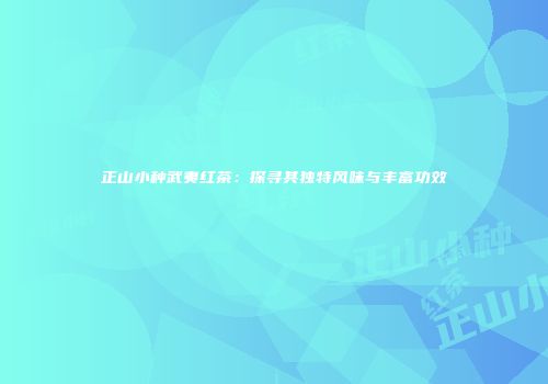 正山小种武夷红茶：探寻其独特风味与丰富功效