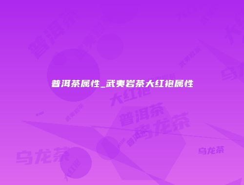 普洱茶属性_武夷岩茶大红袍属性