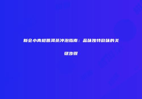 新会小青柑普洱茶冲泡指南：品味独特韵味的关键步骤