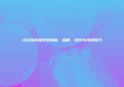 大红袍茶知识全解析：品质、功效与冲泡技巧