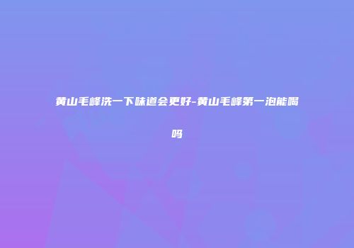 黄山毛峰洗一下味道会更好-黄山毛峰第一泡能喝吗
