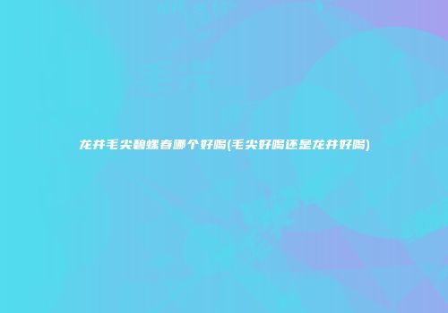 龙井毛尖碧螺春哪个好喝(毛尖好喝还是龙井好喝)