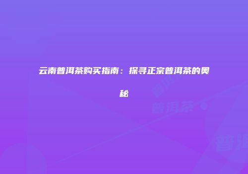 云南普洱茶购买指南：探寻正宗普洱茶的奥秘