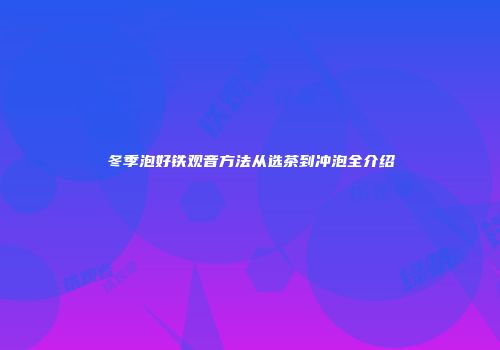 冬季泡好铁观音方法从选茶到冲泡全介绍