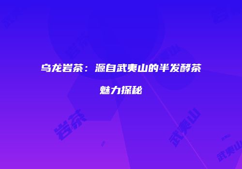 乌龙岩茶：源自武夷山的半发酵茶魅力探秘