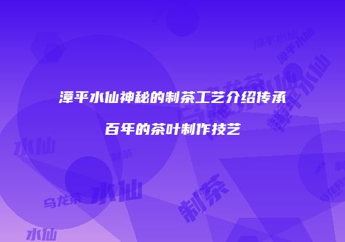 漳平水仙神秘的制茶工艺介绍传承百年的茶叶制作技艺
