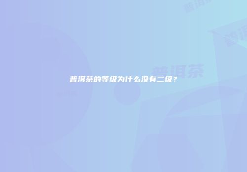 普洱茶的等级为什么没有二级？